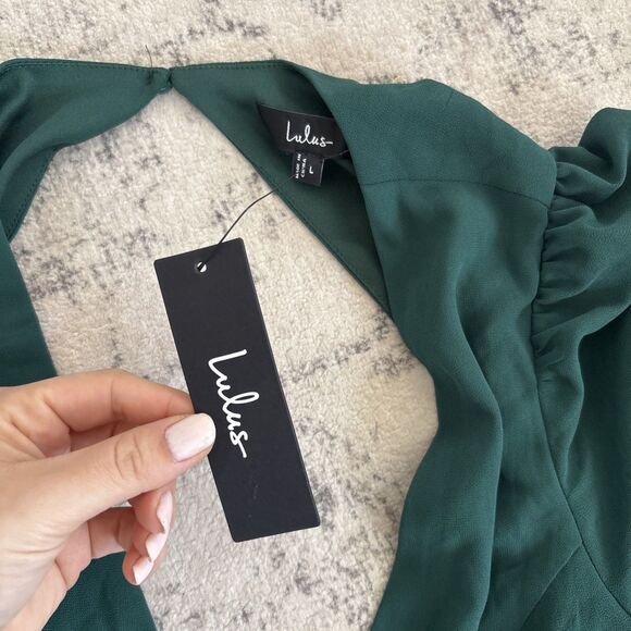 Lulus Talk About Divine Hunter Green Long Sleeve Backless Maxi Dress Size Large - Picture 4 of 9